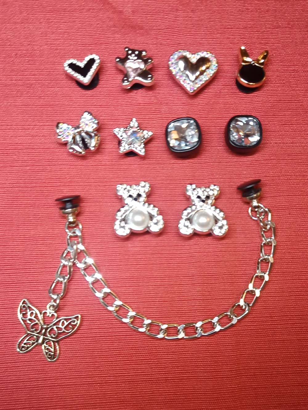 SILVER & RHINESTONES PEARL BLING Shoe Charms Clog Luxury